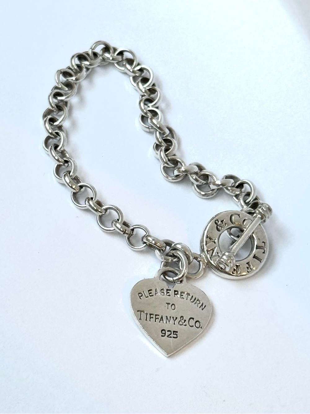 Tiffany & Co. Sterling Heart Tag Toggle Bracelet - Silver